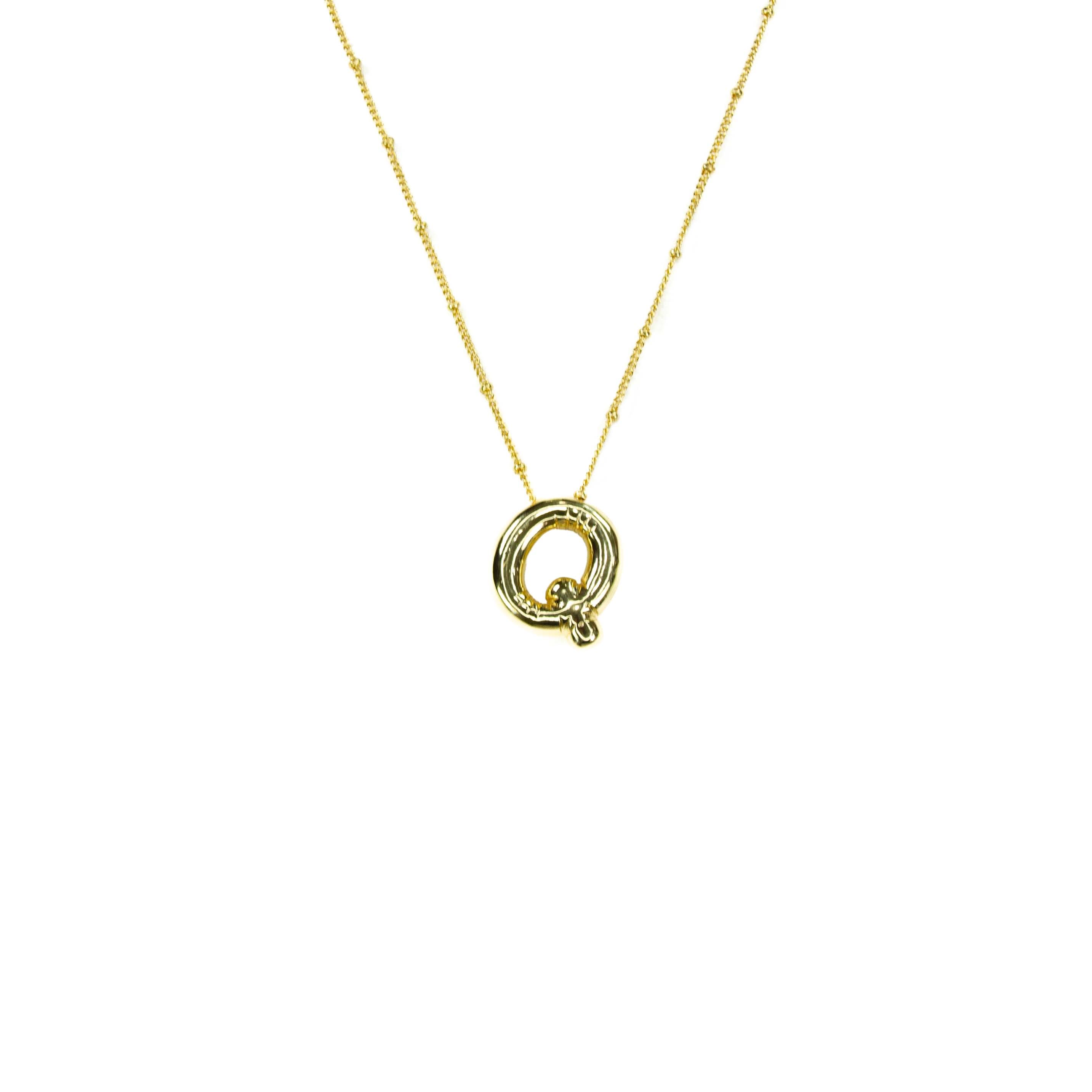 Initial Balloon Bubble 18K Gold Necklace: Q / Gold Filled - FORM + CONTENT