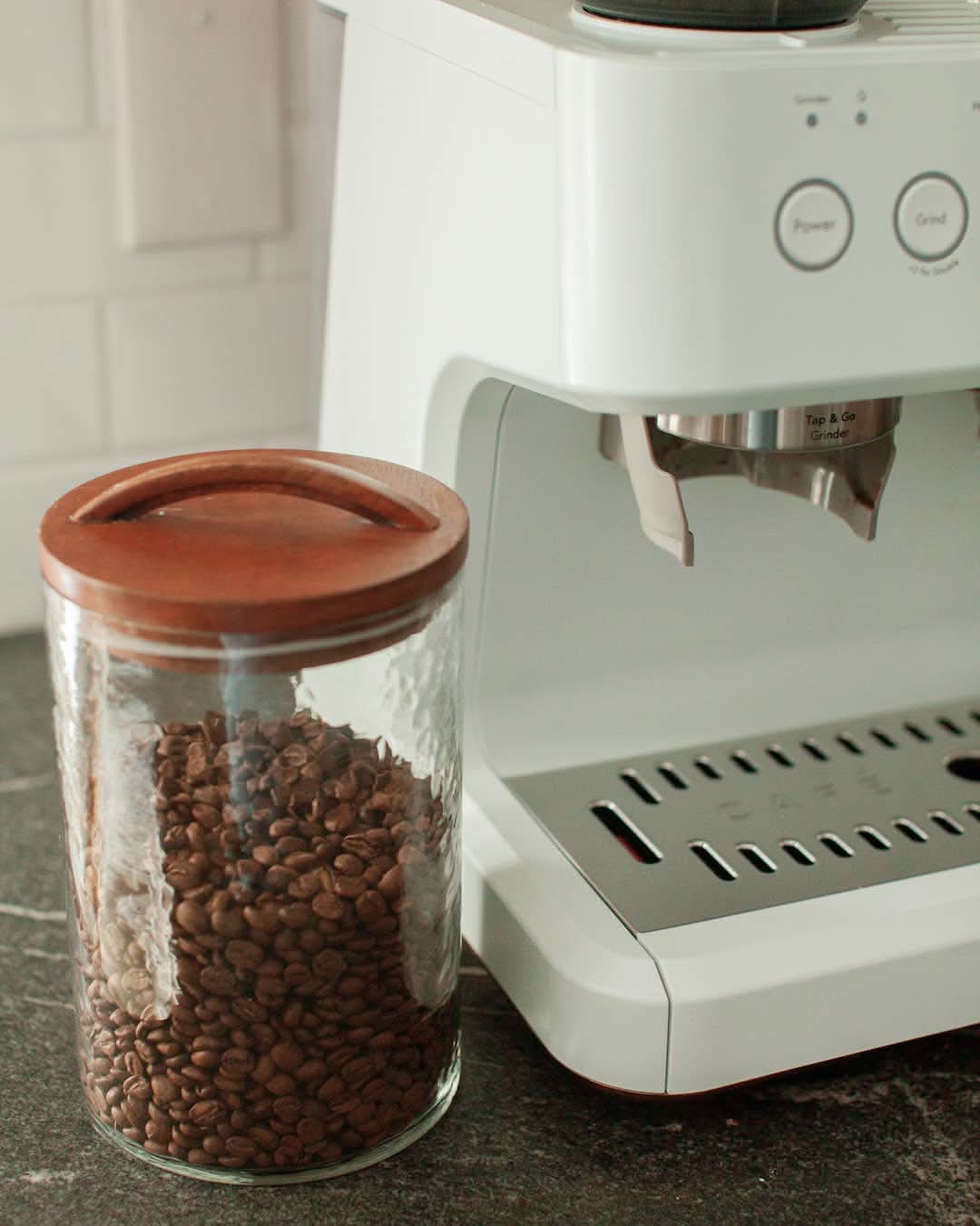Handblown Hammered Glass Canisters - Medium coffee