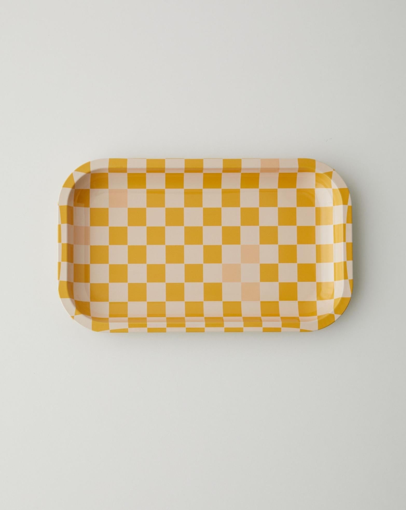 Medium Yellow Checkerboard Tray - FORM + CONTENT