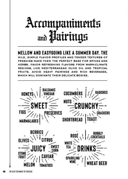 Cheese pairings from cheese sex and death cookbook