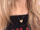 Gold puffy puffed heart necklace 