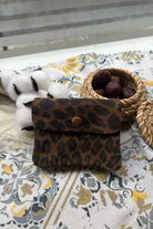 dark brown leopard cheetah wallet with metal button clasp