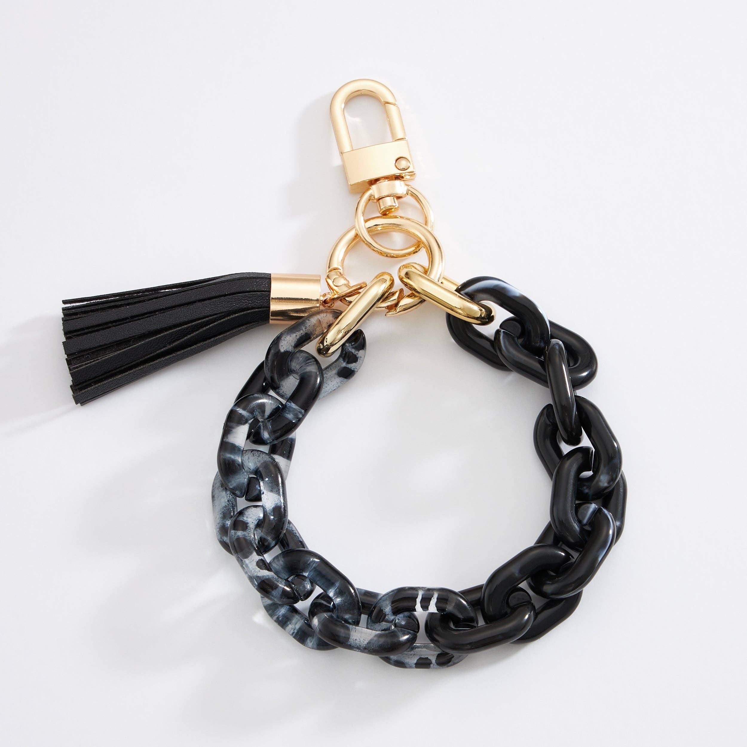 Two Tone Mixed Resin Chain Keychains with Tassel