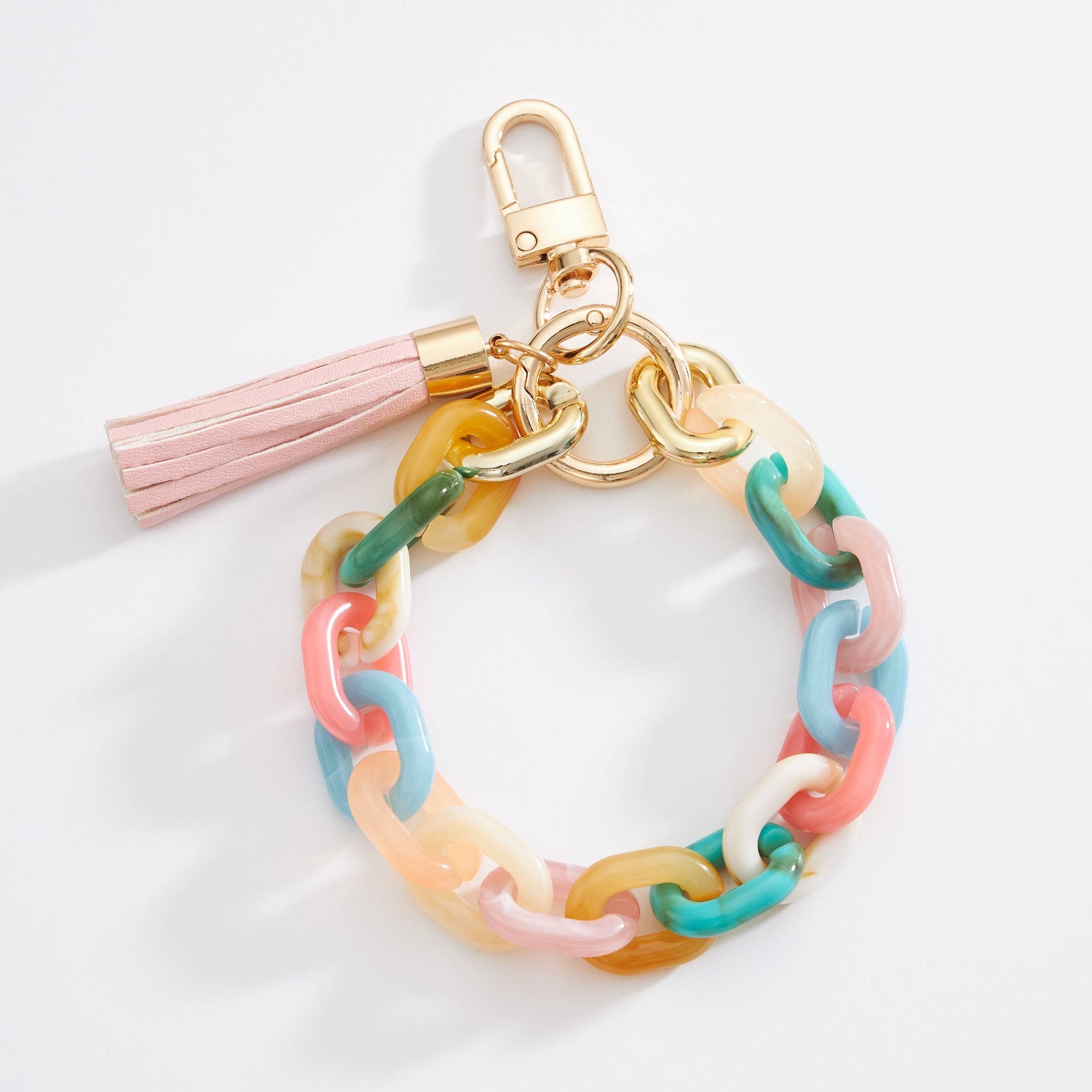Two Tone Mixed Resin Chain Keychains with Tassel