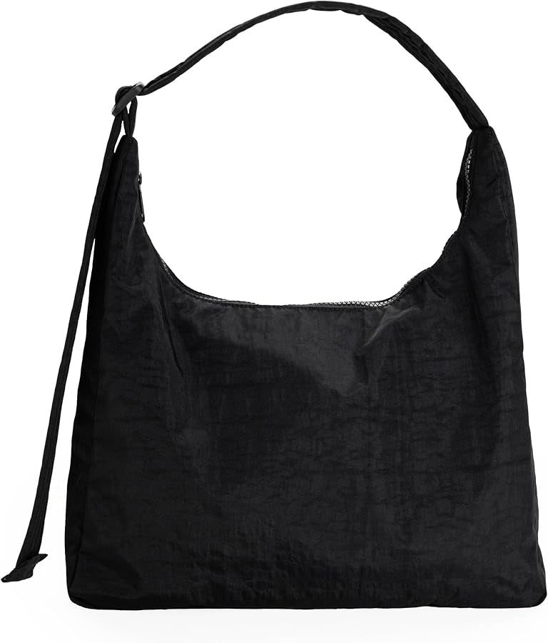 Black shoulder bag on a white background