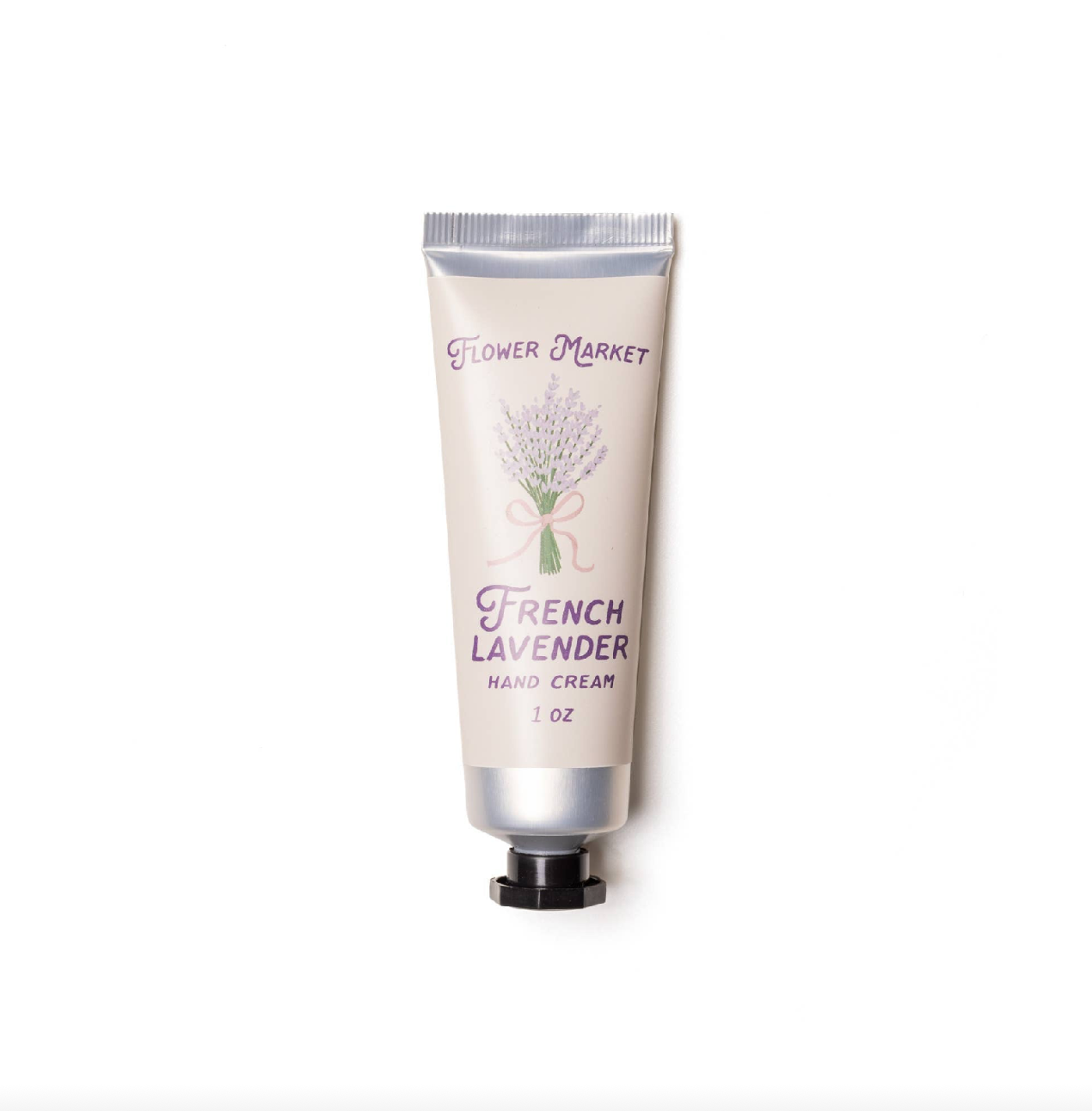 Tube of French Lavender hand cream from Flower Market on a white background