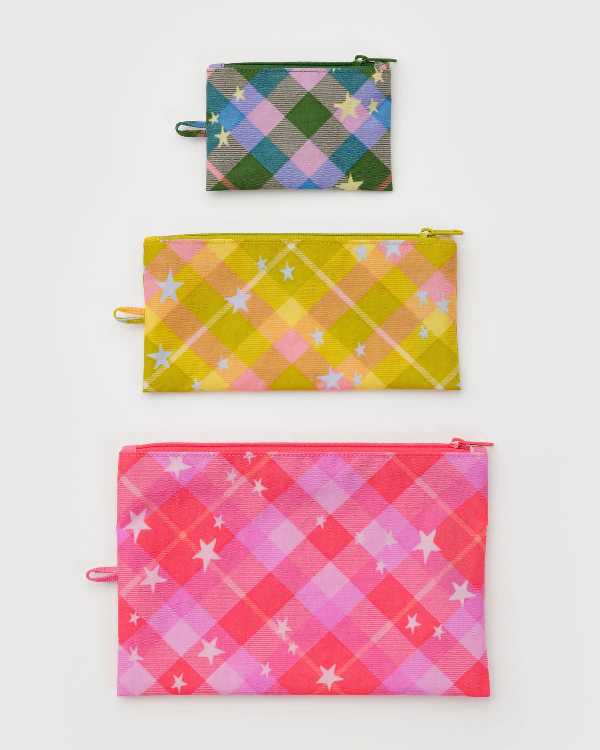 BAGGU Star Plaid Flat Pouch