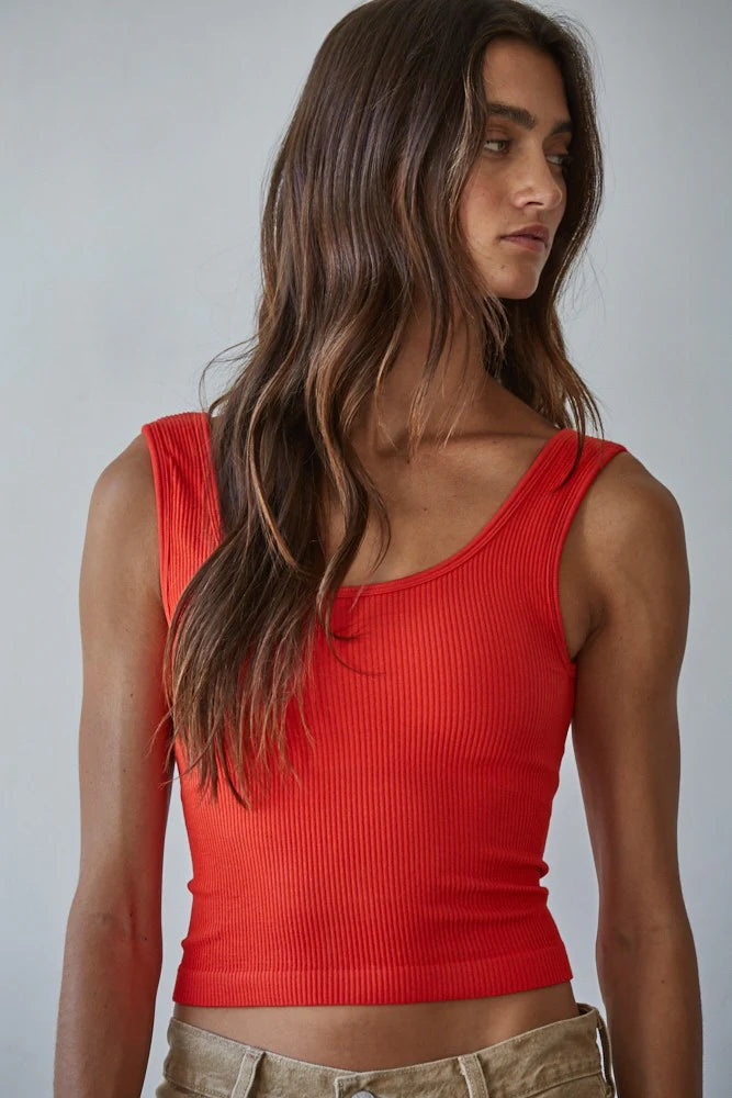 Wide Strap Ribbed Tank Top
