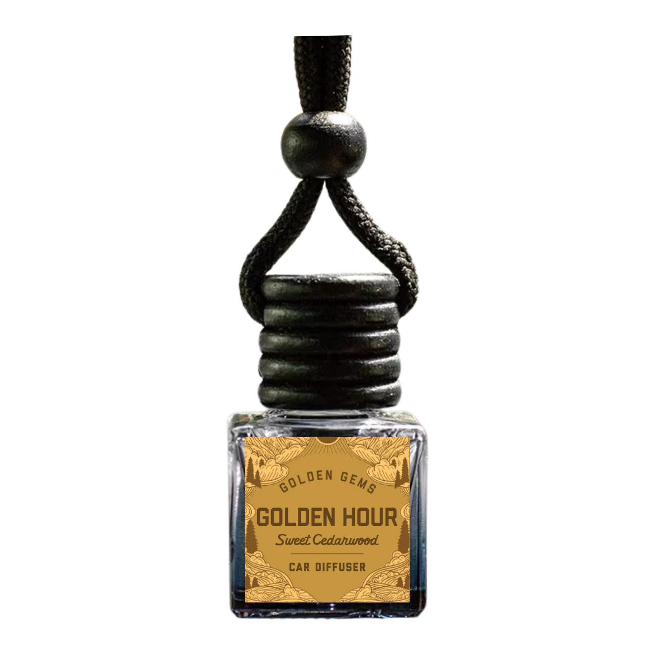 Car diffuser with 'Golden Hour' label on a white background