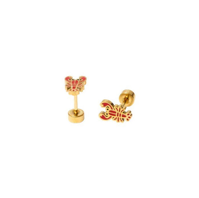 Silver heart-shaped earring with clear gemstones on a white background