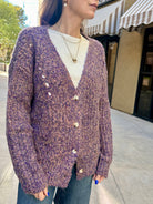 Marbled purple, long button up cardigan 