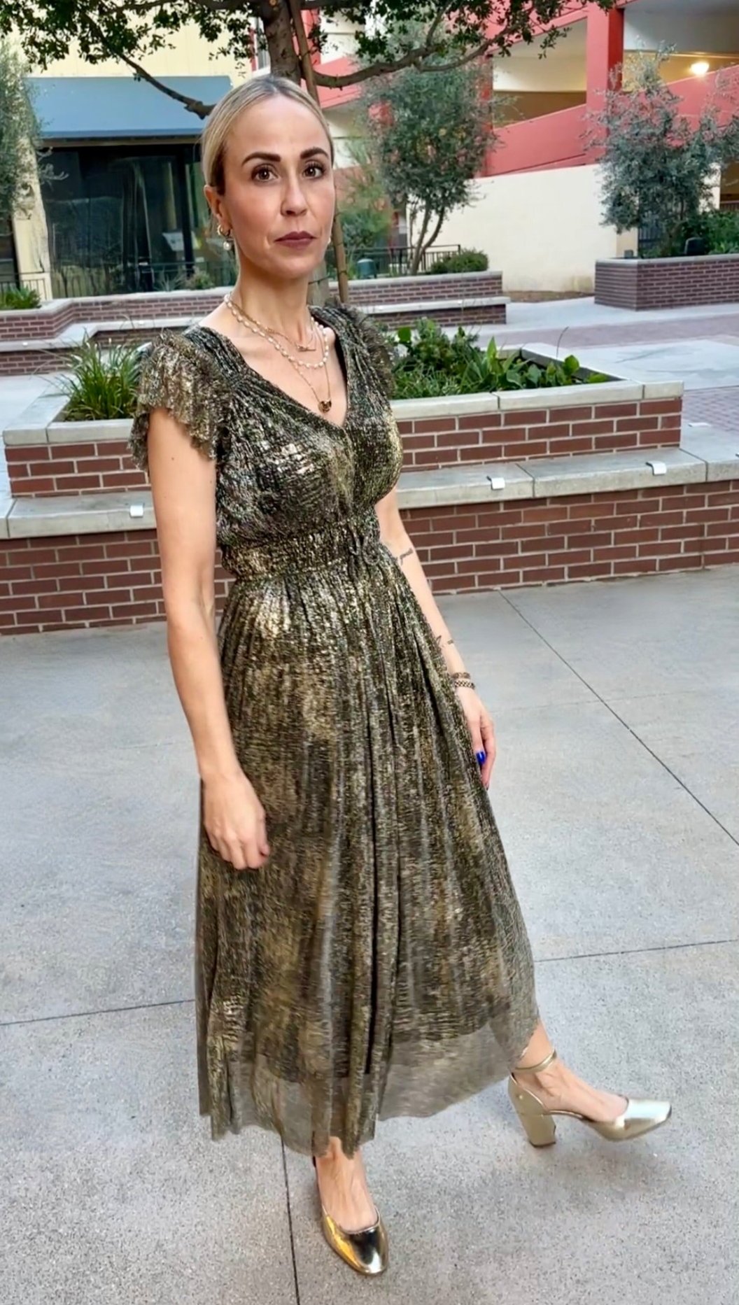 Gold maxi sparkly party dress 