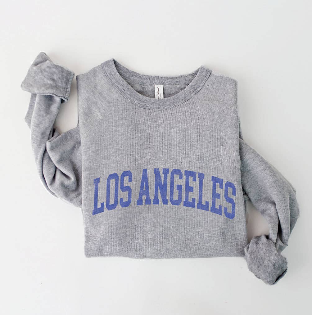 Los Angeles Sweatshirt in a gray color, featuring the words "LOS ANGELES" printed in large capital letters.