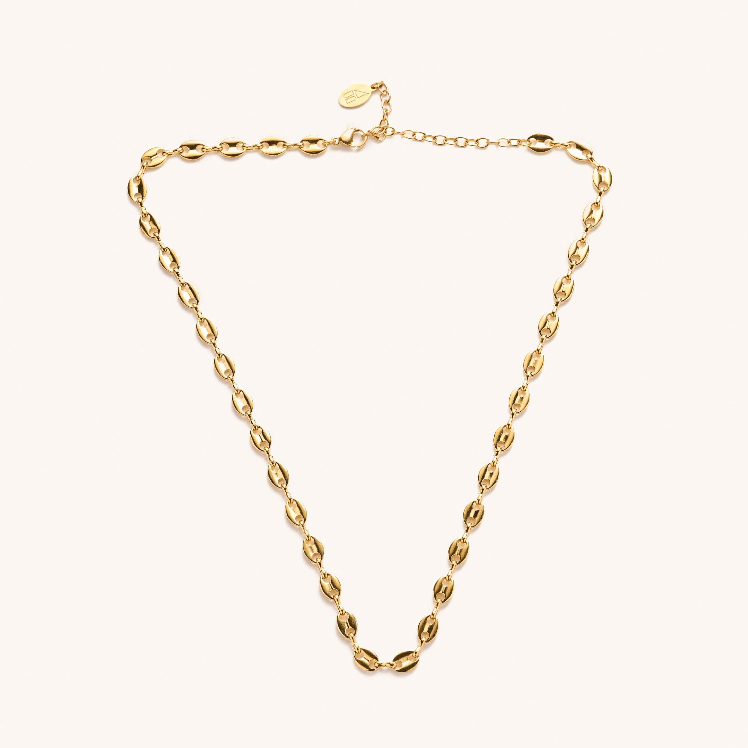 Beautiful gold coffee bean style chain choker necklace 