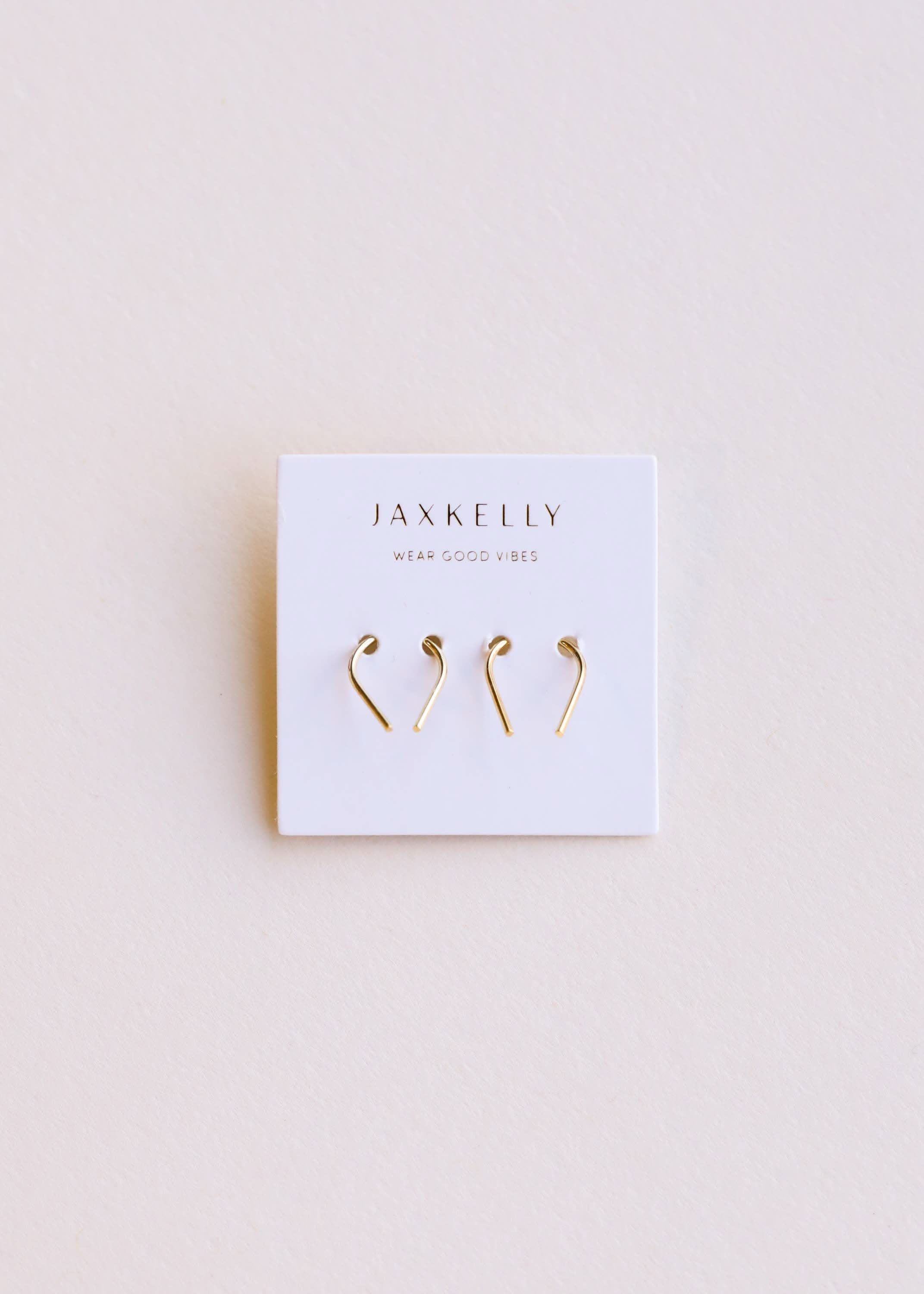 Simple thin gold horseshoe earrings from Jax kelly thread through 