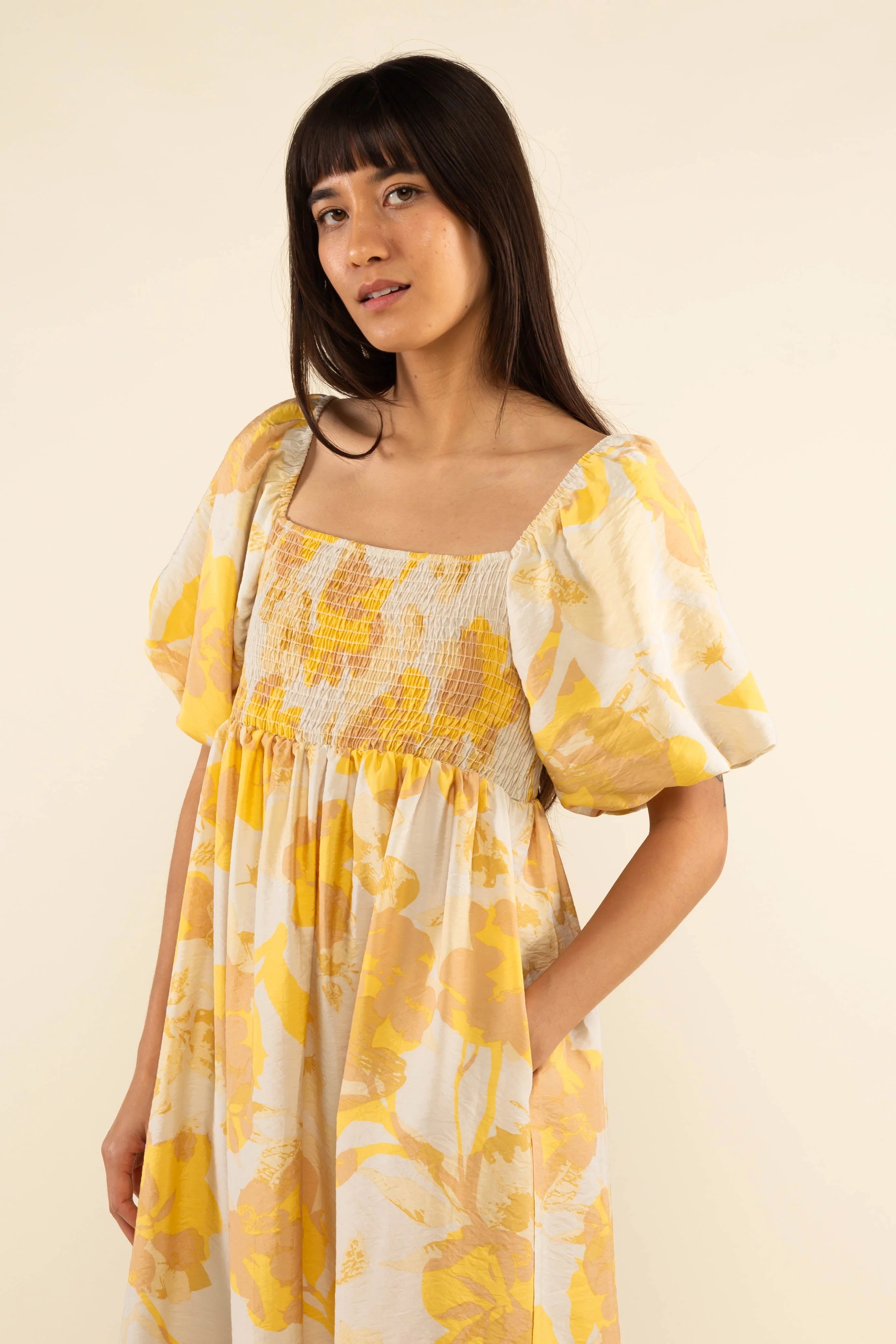 Womens Clothing Floral Dress Yellow | Form and Content Shop