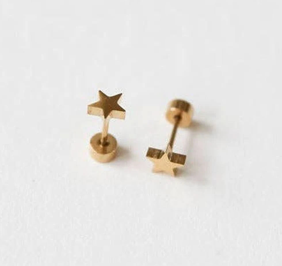 Pip Pop Flat Back Earrings - Star Gold star-shaped earrings