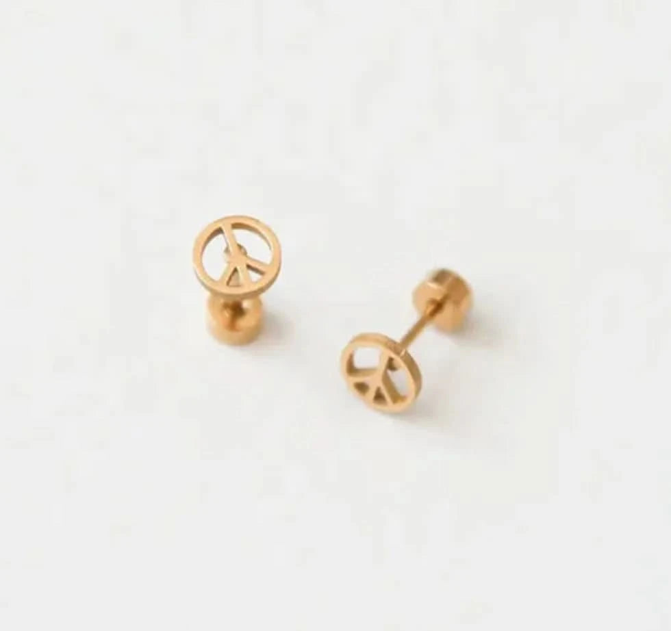 Pip Pop Flat Back Earrings - Round Peace