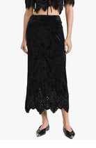 moon river Velvet Eyelet H Line Midi Skirt