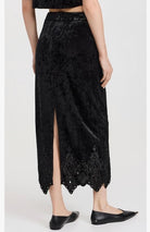 moon river Velvet Eyelet H Line Midi Skirt mid back cut