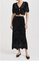 soft moon river Velvet Eyelet H Line Midi Skirt