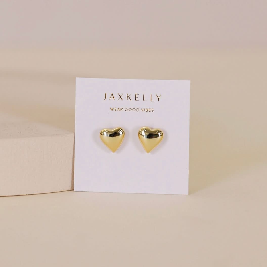 Gold puffed heart earrings