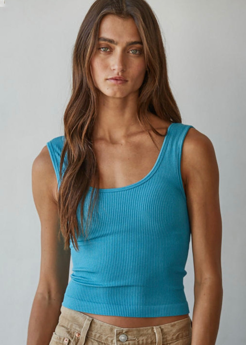 Wide Strap Ribbed Tank Top