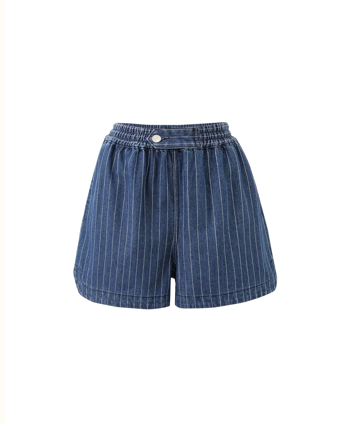 Blue striped shorts on a white background