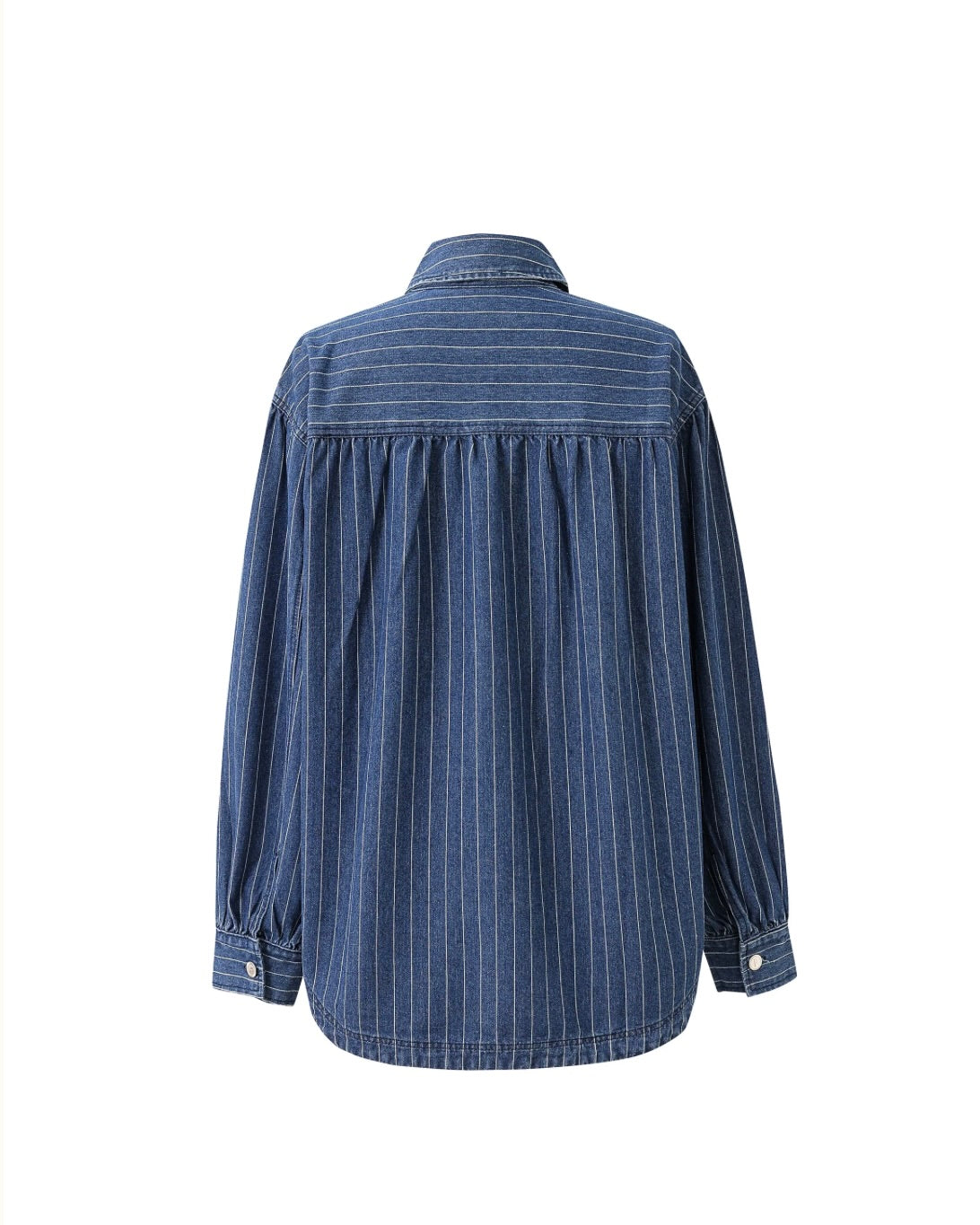 Blue striped shirt on a white background