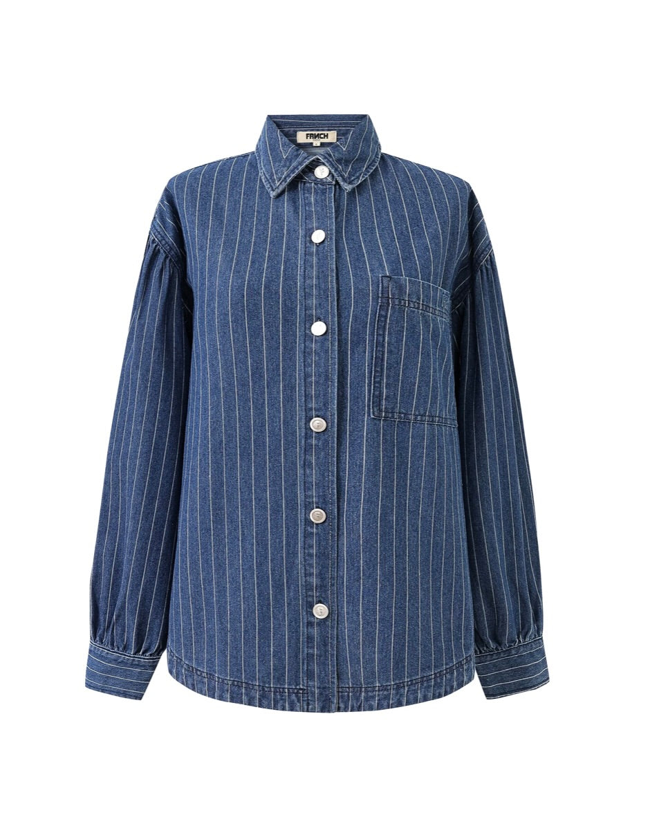 Blue pinstripe shirt on a white background