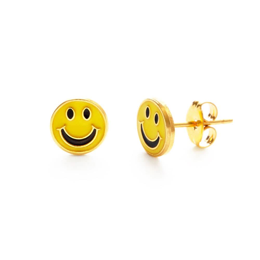 amano studios yellow 70s smiley face stud earrings 
