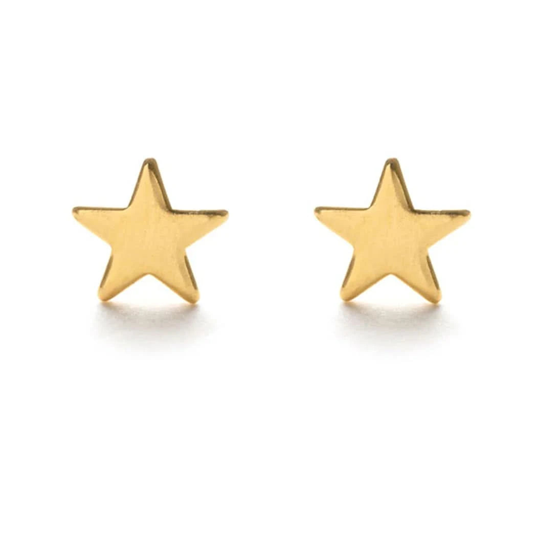 Gold star-shaped earrings on a white background