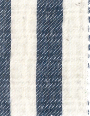 Close up on blue and white vertically striped pants 