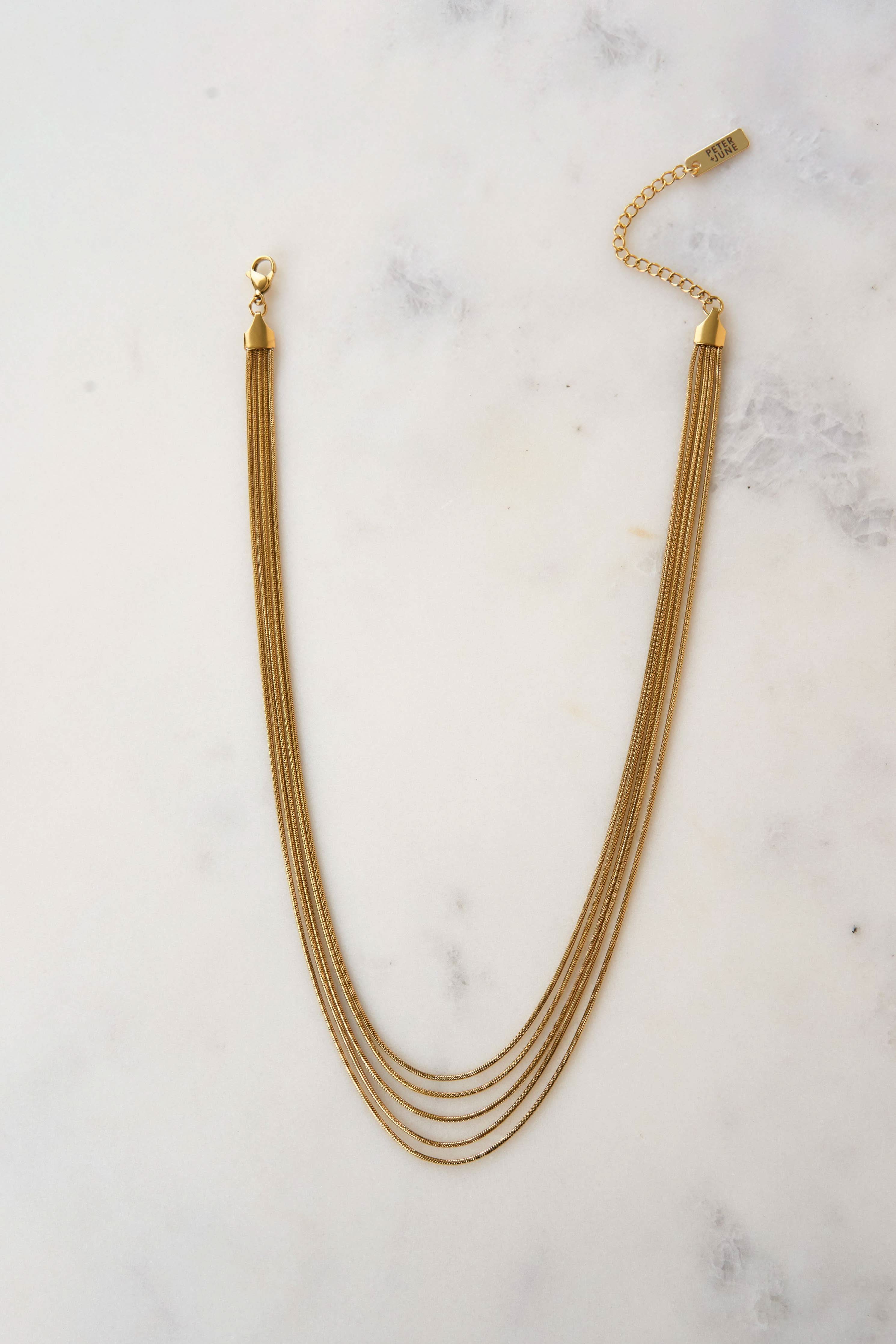 Thelma Layered Snake Chain Necklace golden chain with lock