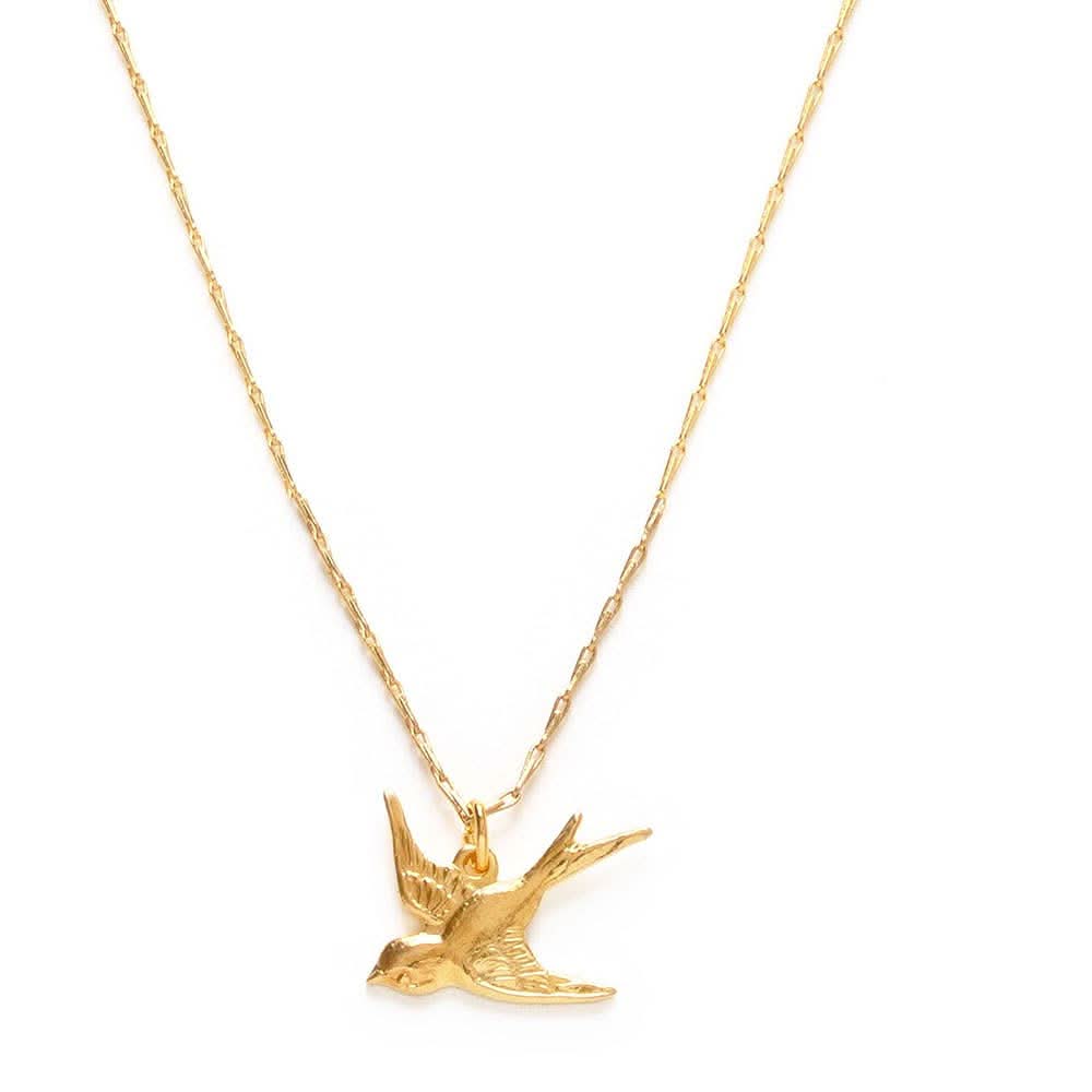 gold tiny swallow charm necklace Gold bird pendant necklace