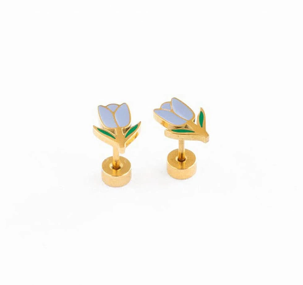 Pip Pop Flat Back Earrings - Tulip