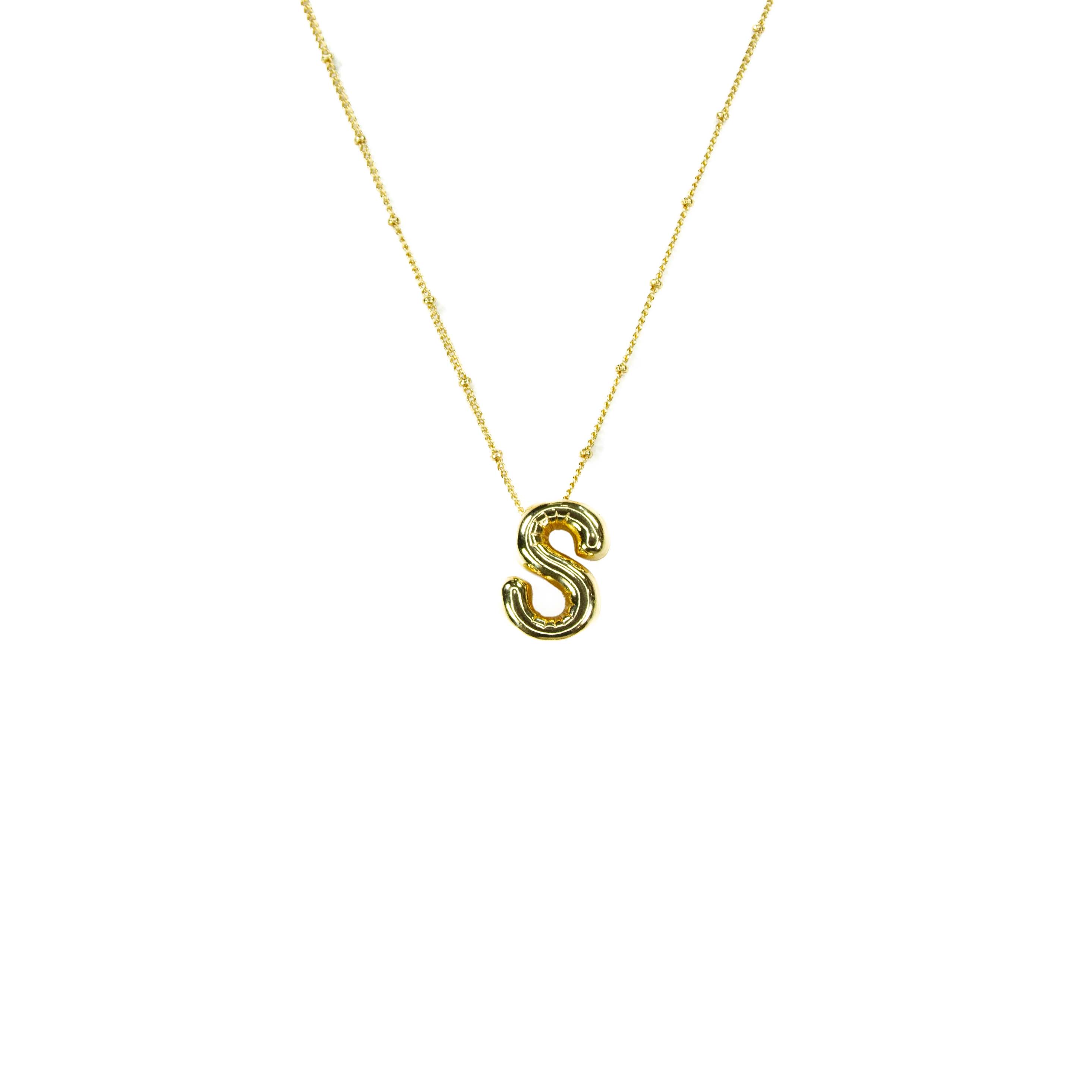 Initial Balloon Bubble 18K Gold Necklace: B / Gold Filled - FORM + CONTENT