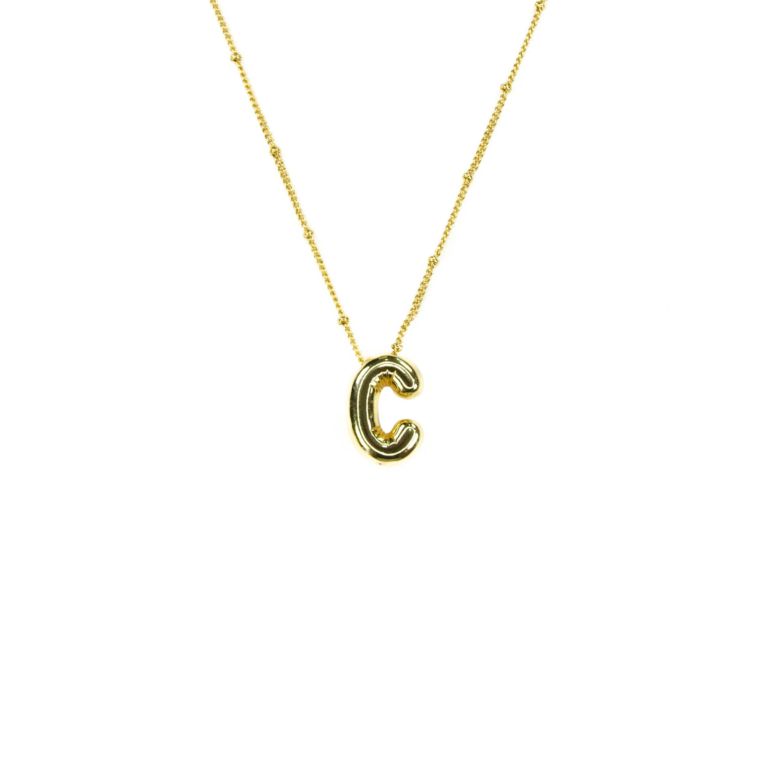 Initial Balloon Bubble 18K Gold Necklace: B / Gold Filled - FORM + CONTENT