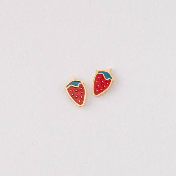 Colorful strawberry flat back earrings