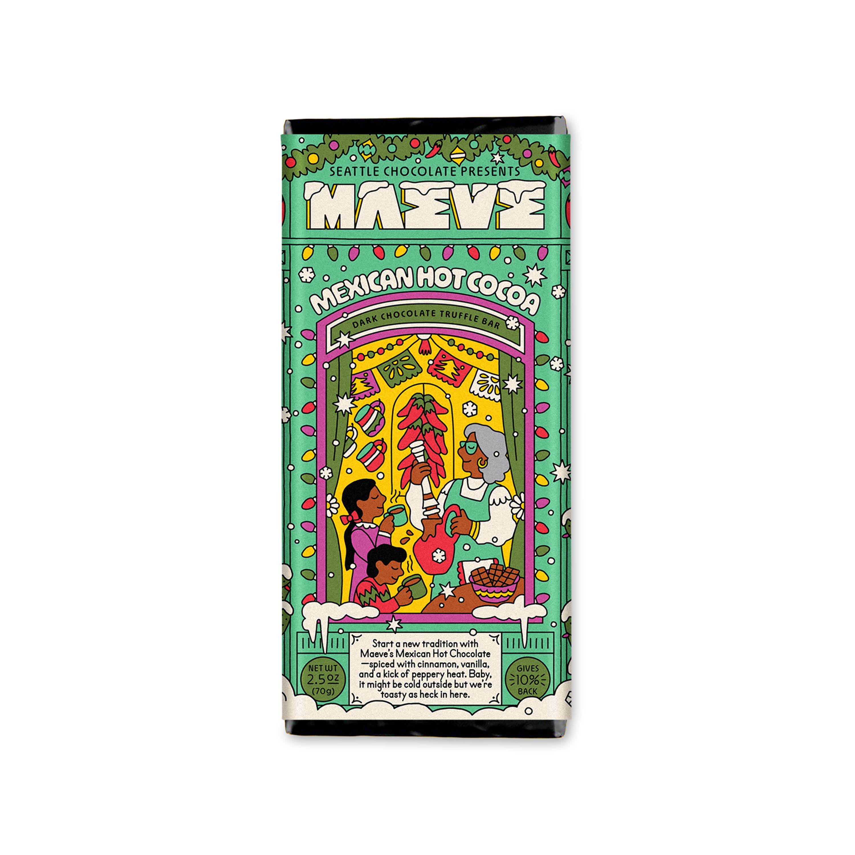 Mavee Mexican Hot Cocoa packaging on a white background