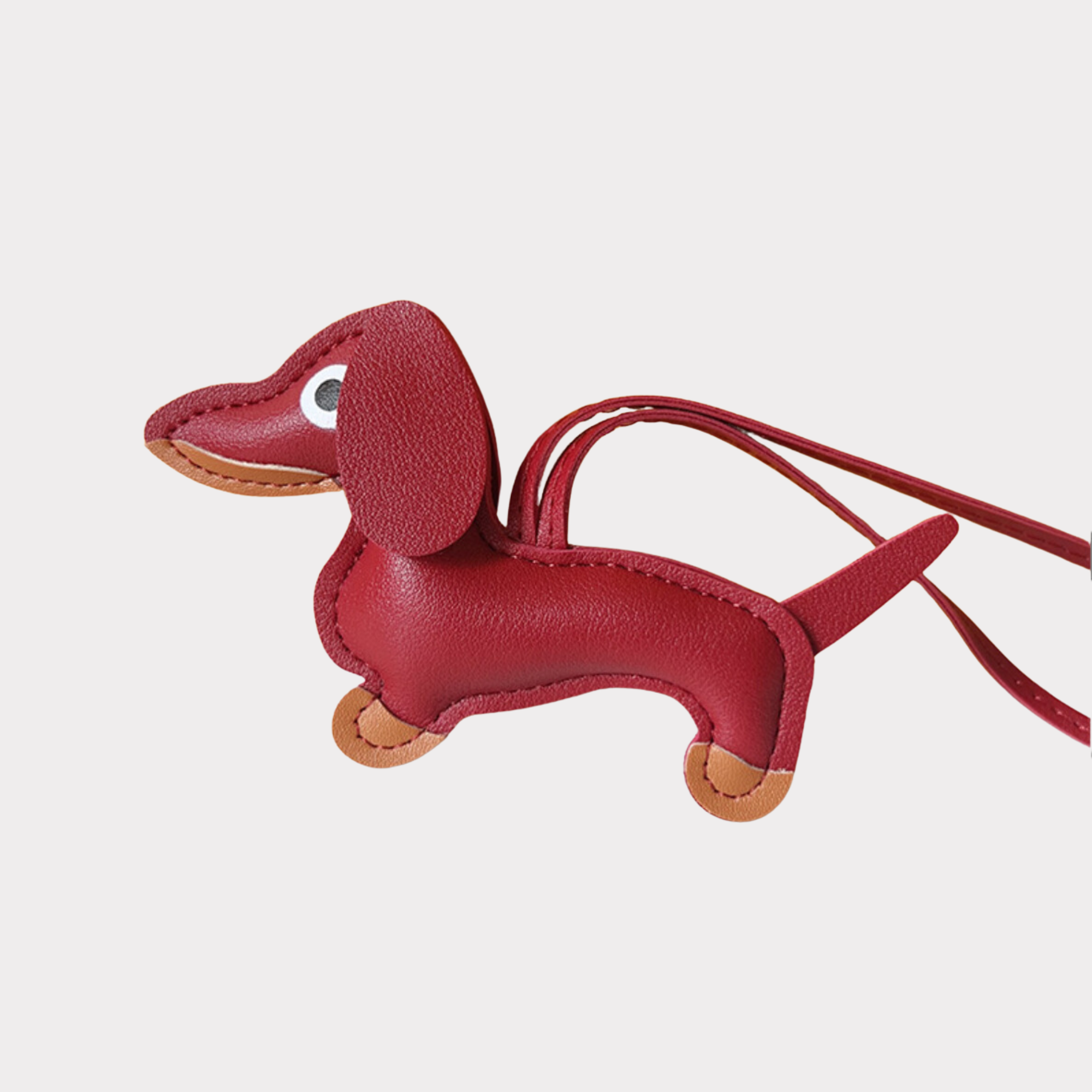 Dachshund Leather Bag Charm in red 