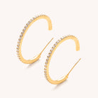 Gold waterproof medium sized hoop tubs with cubic zirconia jewels  