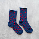 navy socks with red hearts 