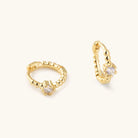 Waterproof gold huggie earrings with single Crystal gem 