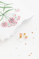 Pink flower flat back earring