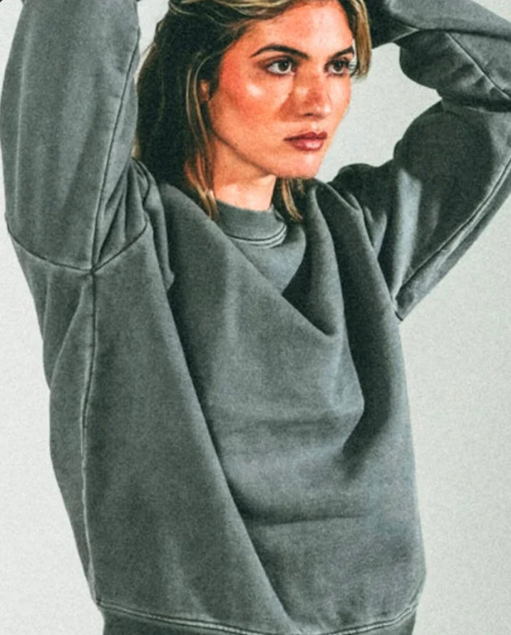 Person wearing a Cotton Collective Heavy Crew Sweatshirt