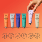 Six varieties of deodorant tubes in different colors
