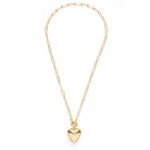 gold 90's puffed heart necklace with toggle clasp