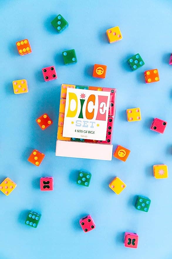 colorful smiley face dice set