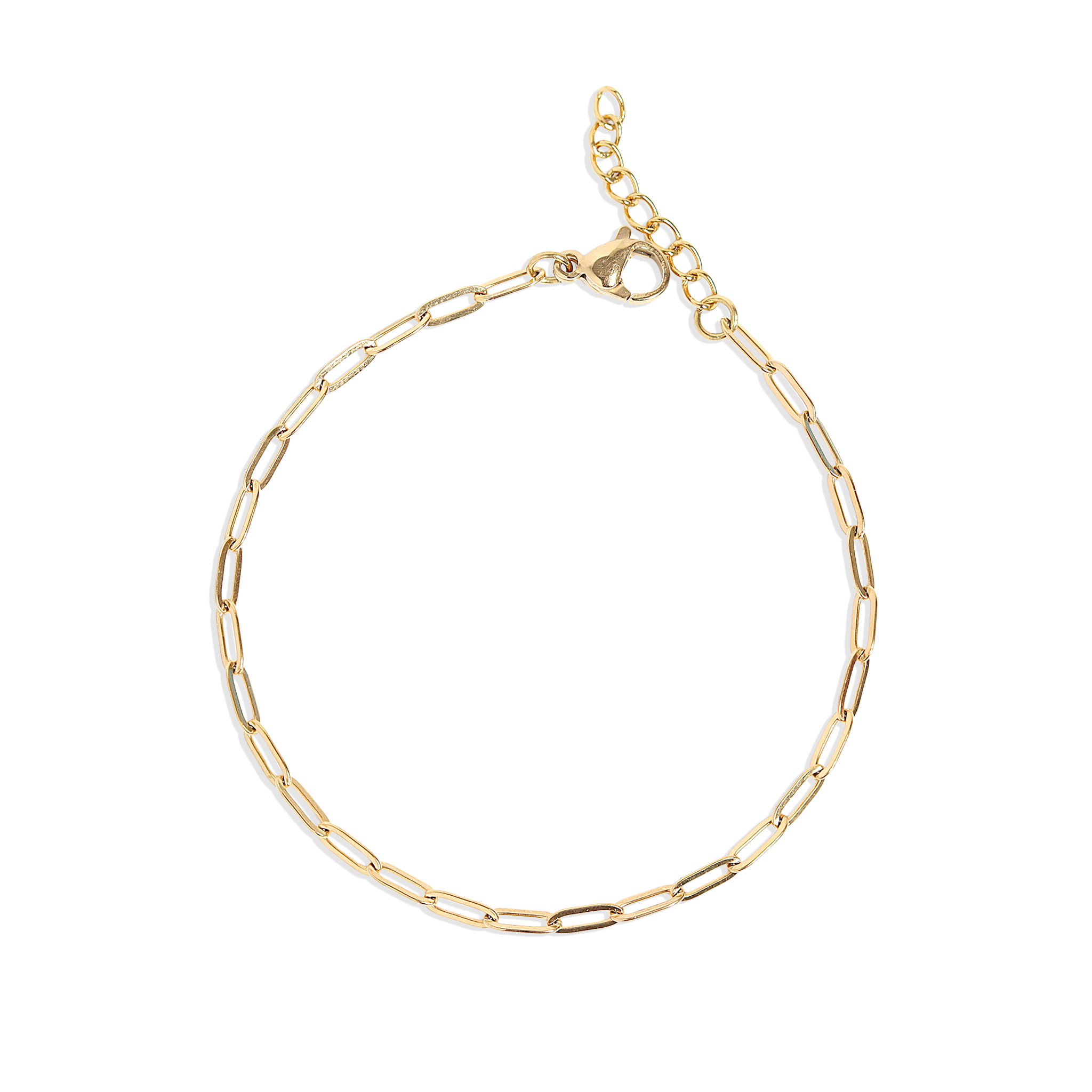 Gold chain bracelet on a white background